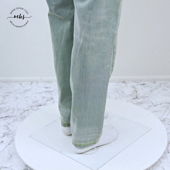 NWT LalaBobo Let's Play Color Mid Rise Straight Leg Jeans Blue Yellow Women 10 - Picture 11 of 12